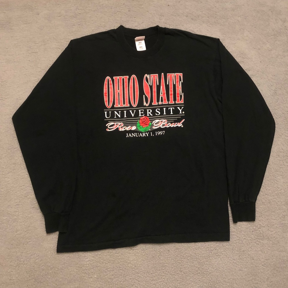 Vintage 1997 Ohio State University Rose Bowl T-Shirt XL Long Sleeve Black 90s